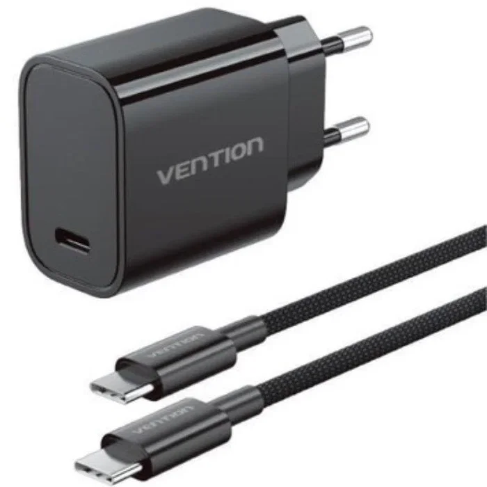 Vention Cargador de pared GaN G18B0-EU 30W con cable USB-C Negro Vention Cargador de pared GaN G18B0-EU 30W con cable USB-C Negro