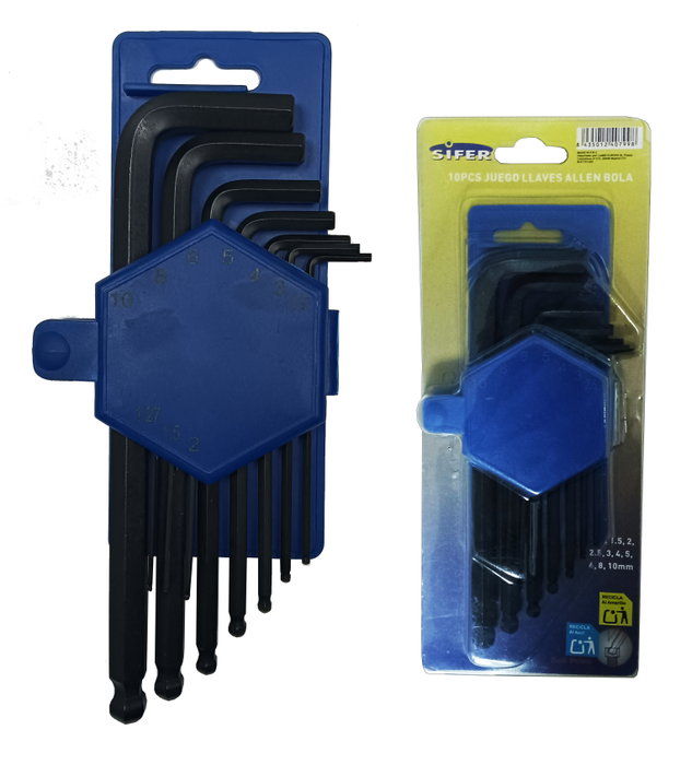 SIFER Juego de llaves allen pavonadas 10 piezas bola 13-2305 SIFER Juego de llaves allen pavonadas 10 piezas bola 13-2305