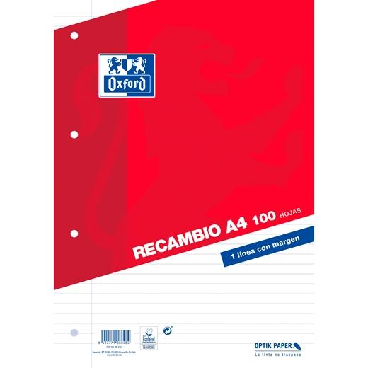 Oxford Recambio Classic 100H A4 Rojo