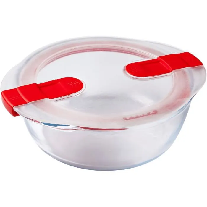 Pyrex PYR3426470284547 Juego de 3 Fiambreras de Vidrio Cook & Heat Redondas con Válvulas de Vapor, Aptas para Microondas - 1,1 L Pyrex PYR3426470284547 Juego de 3 Fiambreras de Vidrio Cook & Heat Redondas con Válvulas de Vapor, Aptas para Microondas - 1,1 L