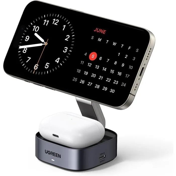 Ugreen Estación de Carga 2 en 1 UGR1737362680154 Compatible con MagSafe - 15W Ugreen Estación de Carga 2 en 1 UGR1737362680154 Compatible con MagSafe - 15W