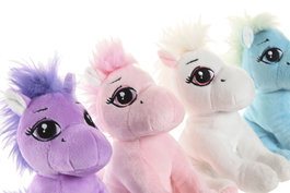 DKD Home Decor Peluche Pony Rosa Azul Lila Blanco Poliester 19 x 17 x 12 cm