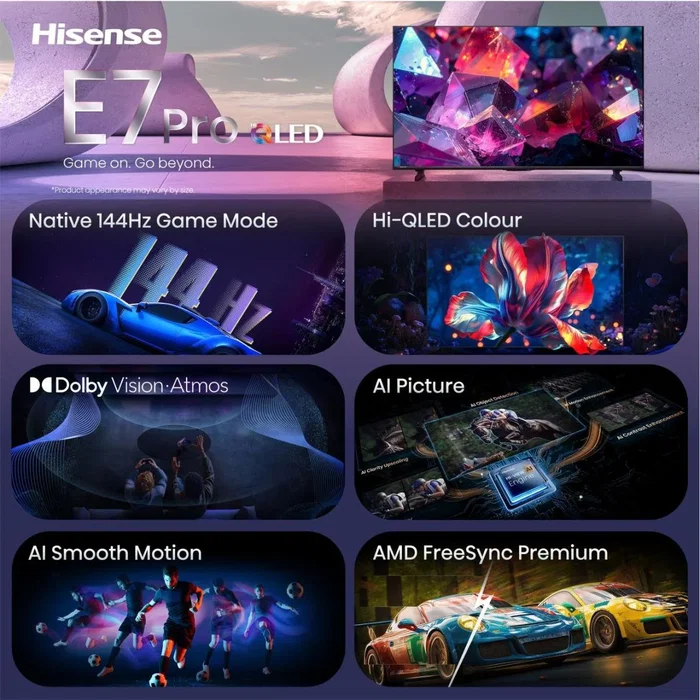 Hisense 55E7S PRO Smart TV QLED 4K 55 pulgadas 144Hz