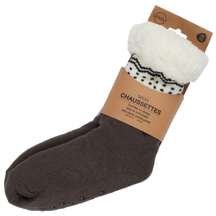 Sensly Calcetines Dibujo Abeto Antideslizantes Forro Borreguito Talla 39/42