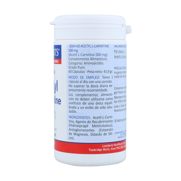 Lamberts Acetil L-Carnitina 500 mg 60 cápsulas