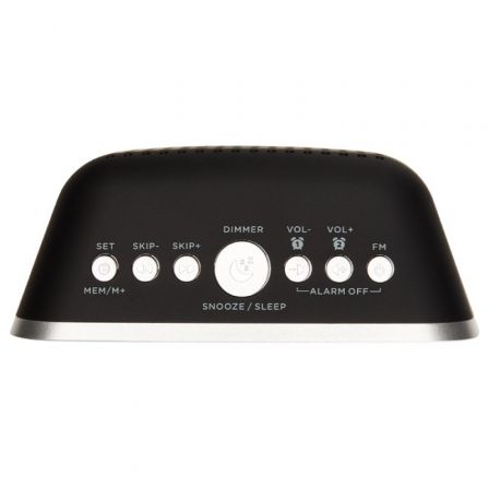 Aiwa CRU-19 Despertador Radio Reloj Negro con 2 Puertos USB Carga 5V 2.4A