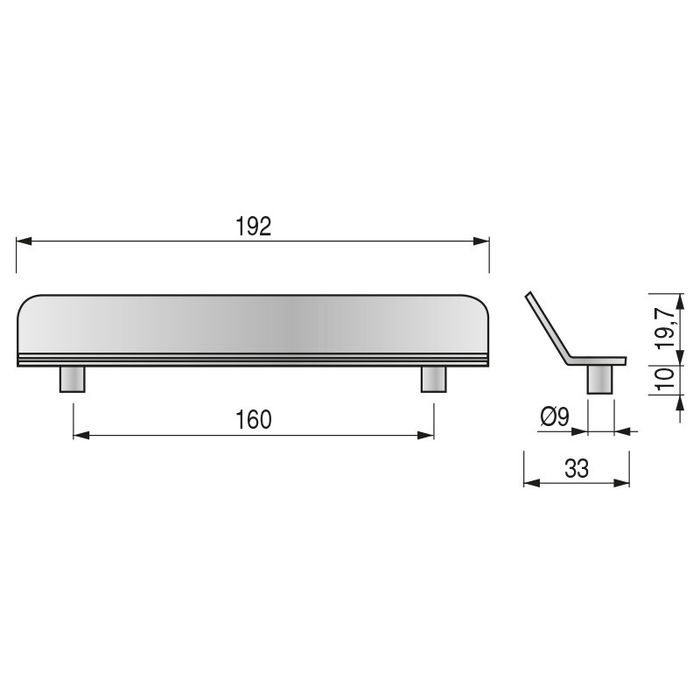 Viefe Tirador Zamak Modelo Thin, Distancia 160mm, Acabado Níquel Cepillado