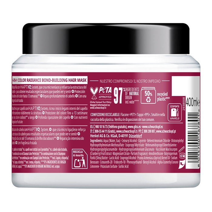 Schwarzkopf Mass Market GLISS COLOR PERFECTOR Mascarilla Cabello Teñido y Mechas 400 ml