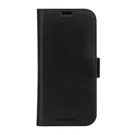 Dbramante1928 Funda con tapa para iPhone 13/14/15/16e, cuero de grano entero negro