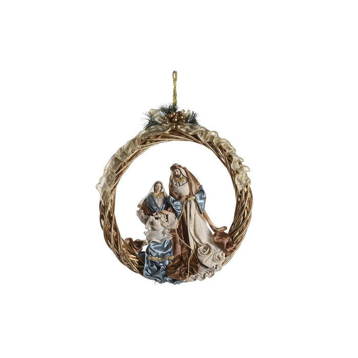 DKD Home Decor Nacimiento Corona Azul y Dorado Poliéster