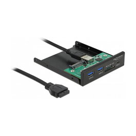 DeLOCK Panel frontal 3.5 pulg con USB 5 Gbps, 1 x USB Type-C, 2 x USB Tipo-A y ranuras SD/Micro SD