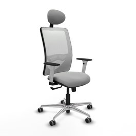 PIQUERAS Y CRESPO Silla de oficina Zulema con mecanismo Sincro, Gris claro y Blanco