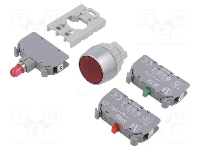 SPAMEL Interruptor de presión rojo 22mm LED NC + NA SPAMEL Interruptor de presión rojo 22mm LED NC + NA