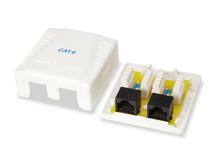 Equip Roseta de Superficie Categoría 6, 2 Hembras RJ45, Blanco, Ref. 235214