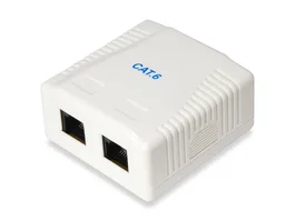 Equip Roseta de Superficie Categoría 6, 2 Hembras RJ45, Blanco, Ref. 235214