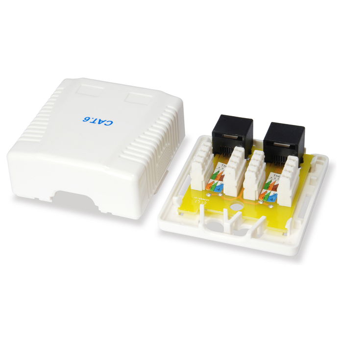 EQUIP 235214 Caja de Superficie para Red Cat6 2xRJ45 UTP RAL 9010 Blanco