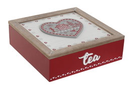 DKD Home Decor Caja de Infusiones MDF Rojo 24x24x7,5 cm