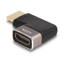 DeLOCK Adaptador HDMI Macho a Hembra 90° Derecho Angular 8K 60 Hz, Color Gris Metal