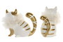 DKD Home Decor Figura de Gato en Resina, Surtido de 2 Modelos, Blanco y Dorado