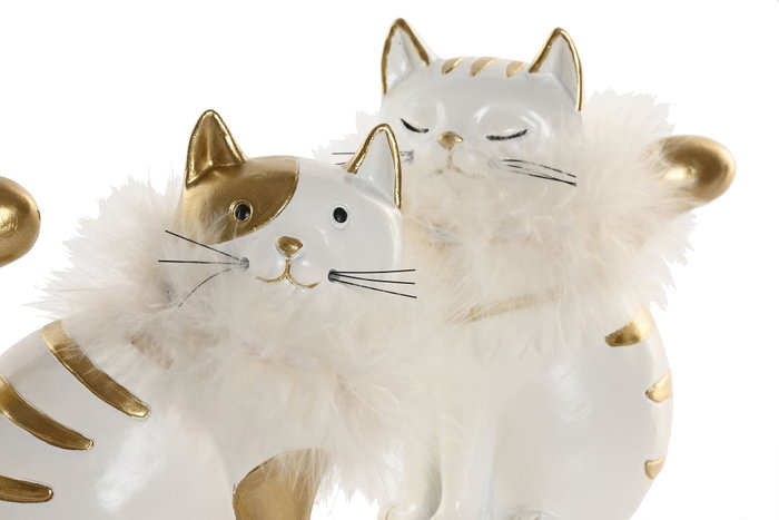 DKD Home Decor Figura de Gato en Resina, Surtido de 2 Modelos, Blanco y Dorado