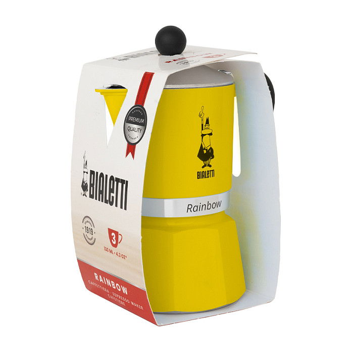 Bialetti RAINBOW 1TZ, Cafetera Moka de 1 Taza, Color Amarillo (Gelb)