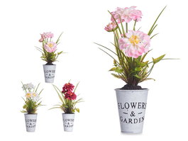 IBERGARDEN Planta Flor Abierta en Bote de Metal Surtidos 15x31x15cm (Set de 12)