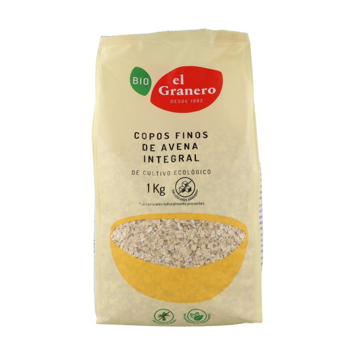 El Granero Integral Copos de Avena Integral Finos Bio 1 kg Pack 10 unidades El Granero Integral Copos de Avena Integral Finos Bio 1 kg Pack 10 unidades