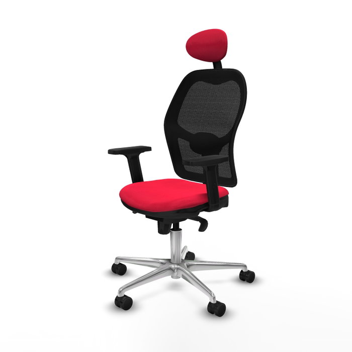 PIQUERAS Y CRESPO Silla de oficina Jorquera con mecanismo Sincro, Tela Roja y Malla Negra