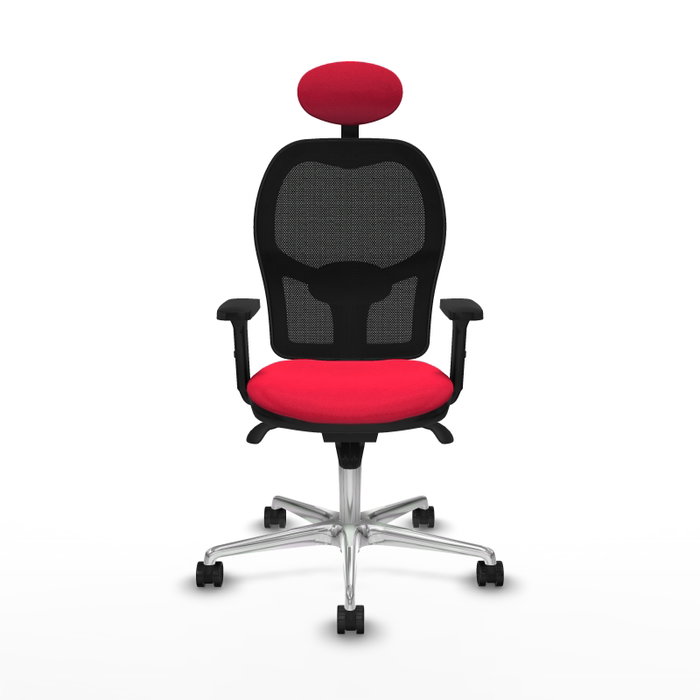 PIQUERAS Y CRESPO Silla de oficina Jorquera con mecanismo Sincro, Tela Roja y Malla Negra