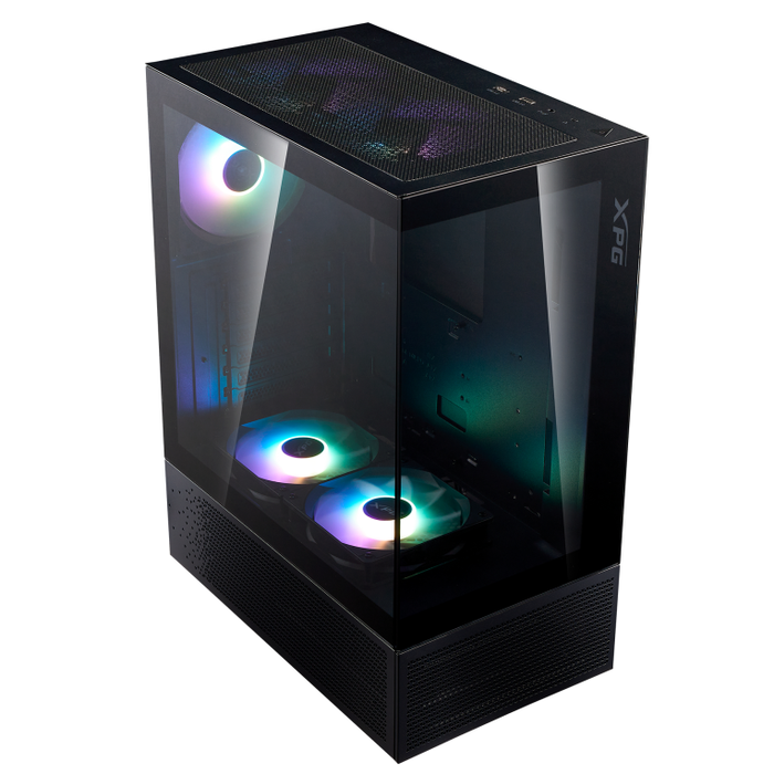 XPG Invader X Mini Midi Tower PC Caja Negro ATX 5 Ventiladores ARGB Ventana Lateral Compacta con Vista Panorámica