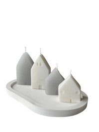 Aberto Design 36ST Velas de Concreto con Cera de Soya, Blancas, Conjunto Elegante para Decoración del Hogar y Relajación