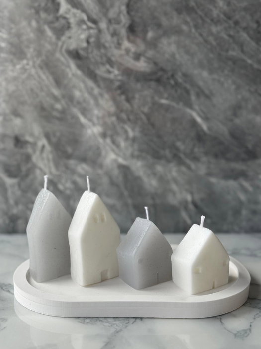 Aberto Design 36ST Velas de Concreto con Cera de Soya, Blancas, Conjunto Elegante para Decoración del Hogar y Relajación
