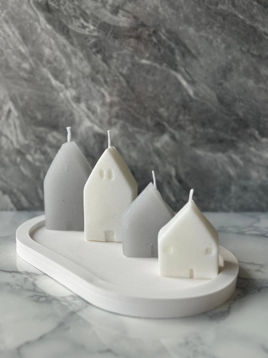 Aberto Design 36ST Velas de Concreto con Cera de Soya, Blancas, Conjunto Elegante para Decoración del Hogar y Relajación