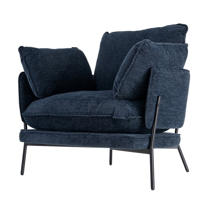 Sillón Azul Tejido-Metal Contract 95 X 80 X 79 cm