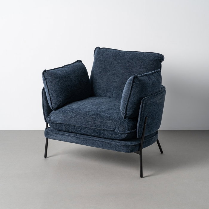 Sillón Azul Tejido-Metal Contract 95 X 80 X 79 cm