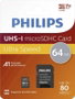 PHILIPS Tarjeta de Memoria MicroSDXC 64 GB FM64MP45B/00 con Adaptador SD