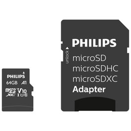 PHILIPS Tarjeta de Memoria MicroSDXC 64 GB FM64MP45B/00 con Adaptador SD