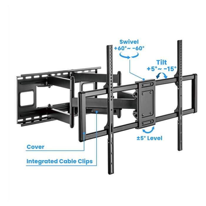 MANHATTAN Soporte TV Pared Articulado FullMotion 60-120" 120kg VESA 200x200 a 900x600 Negro MANHATTAN Soporte TV Pared Articulado FullMotion 60-120" 120kg VESA 200x200 a 900x600 Negro