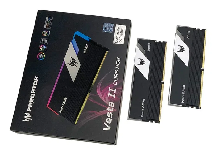 Acer Predator Vesta II DDR5 32 GB (2x16 GB) 6000 MT/s RGB Negro Acer Predator Vesta II DDR5 32 GB (2x16 GB) 6000 MT/s RGB Negro