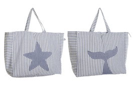 DKD Home Decor Bolso Atlantico Azul Blanco Poliester 60 x 24 x 50 cm (4 Unidades)