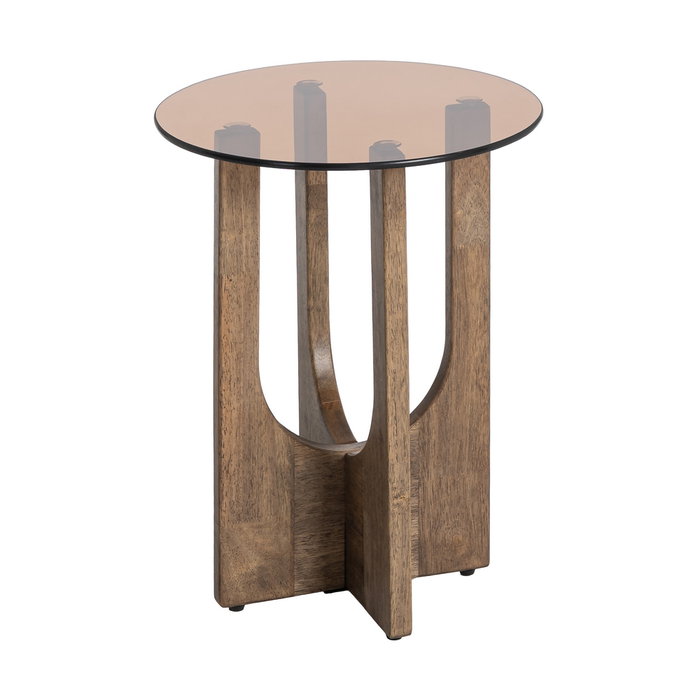 Mesa Auxiliar Marrón Madera-Cristal 40 X 40 X 51 cm