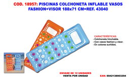 Piscina de colchoneta inflable Vasos Fashion+Visor 188x71 cm