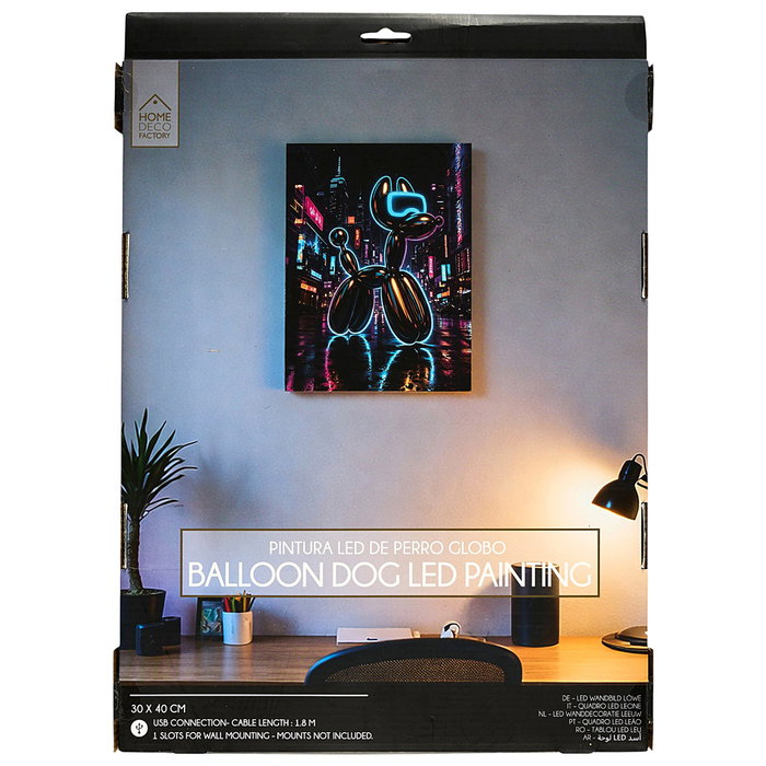 Home Deco Factory Cuadro Neón LED Perro 30x40 cm