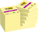 Post-It Pack de 12 blocs de notas adhesivas Super Sticky 47,6x47,6 mm amarillo canario