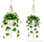 DKD Home Decor Macetero Algodón y Madera Trenzado Crudo