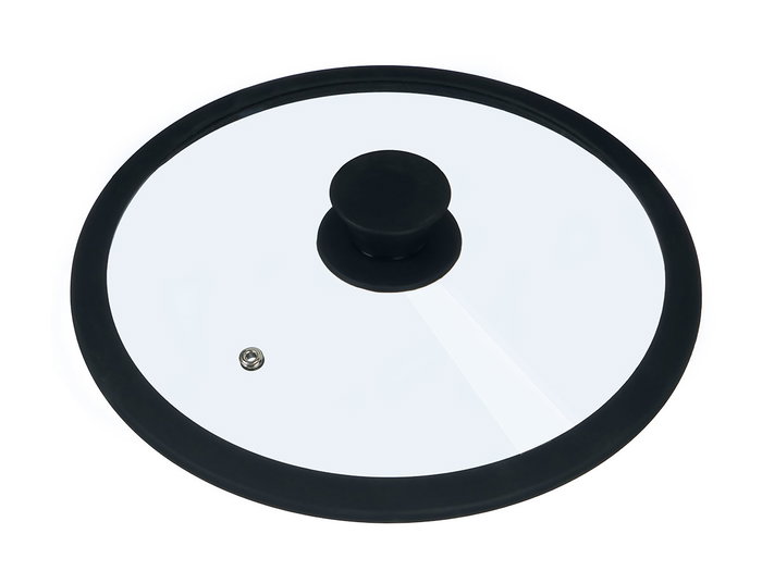 Kinvara Tapa de Cristal con Borde de Silicona para Sartén 28 cm Transparente y Negro (Set de 12)