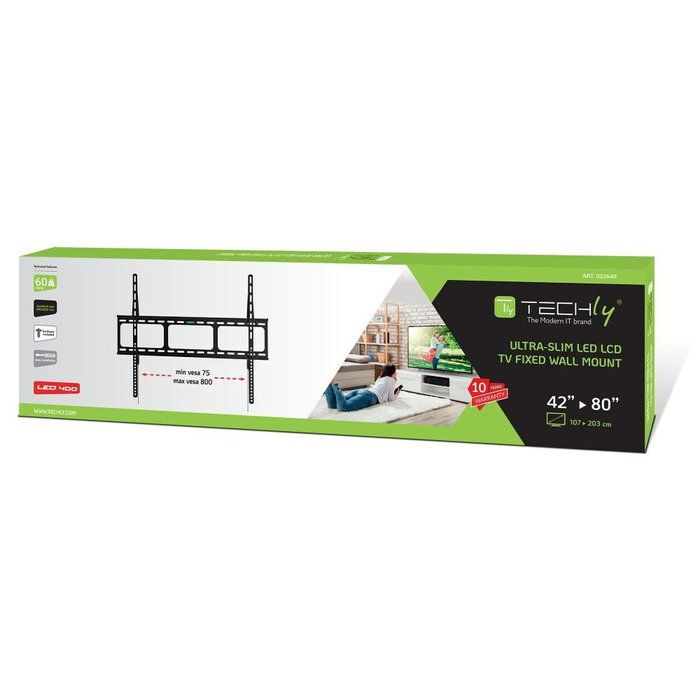 Techly Soporte de Pared Fijo Ultra Slim para LED LCD TV 42-80 pulgadas, VESA 800 x 600 mm, Negro Techly Soporte de Pared Fijo Ultra Slim para LED LCD TV 42-80 pulgadas, VESA 800 x 600 mm, Negro