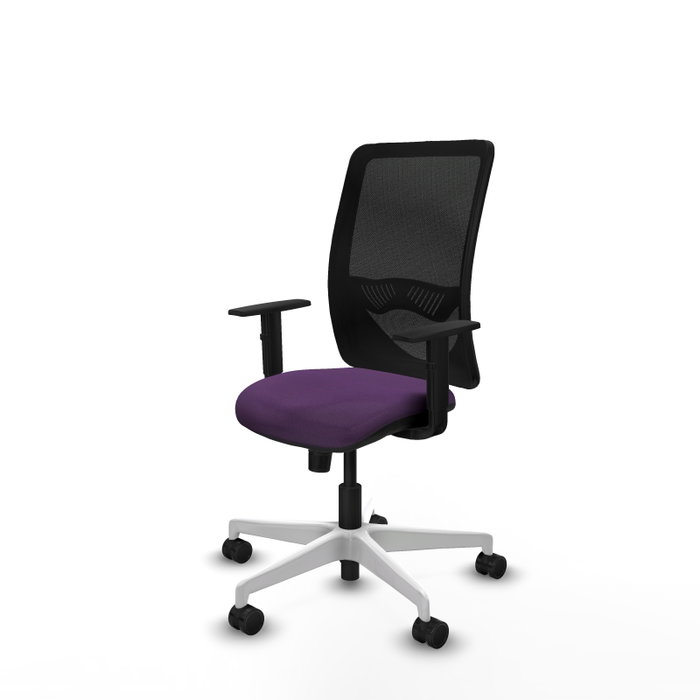 PIQUERAS Y CRESPO Silla de oficina Zulema con mecanismo Sincro, Tela Morada y Malla Negra PIQUERAS Y CRESPO Silla de oficina Zulema con mecanismo Sincro, Tela Morada y Malla Negra