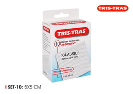 Tris-Tras Set 10 Compresas Gasa Absorbentes 5x5 cm (18 Unidades)