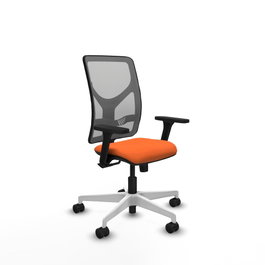 PIQUERAS Y CRESPO Silla de oficina Motilla con mecanismo Sincro, Tela Naranja y Malla Gris
